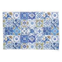 Blumenblau, weiß und gelb mediterranes Muster