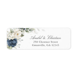 Blumenblau Weiße Grüne Rücksendeadresse Etikett