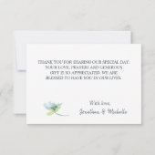 Blumenblau Weißes Gold Türkis Christliche Hochzeit Dankeskarte (Rückseite)