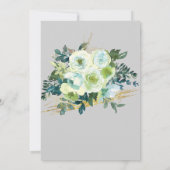Blumenblau Weißes Gold Türkis Christliche Hochzeit Einladung (Rückseite)