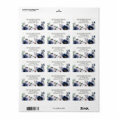 blumenblaue Hochzeit, marineblau und rosa, elegant Adressaufkleber (Vorne)