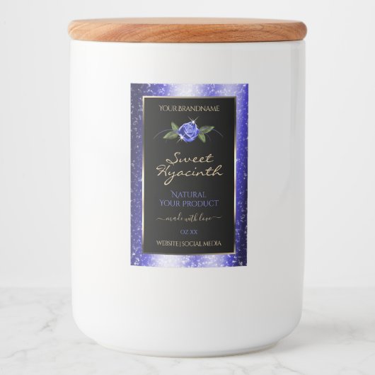 Blumenblaue schwarze Produktkennzeichnungen Glitte Lebensmitteletikett (Vorderseite)