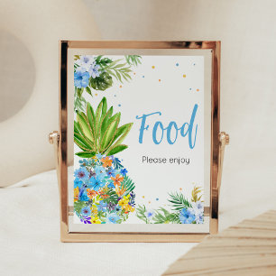 Blumenblauer Ananas Baby Dusche Nahrung Poster