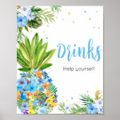 Blumenblauer Ananas Baby Duschgetränke Poster (Vorne)