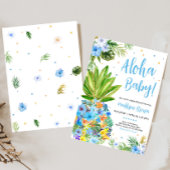 Blumenblauer Ananas Babydusche Einladung