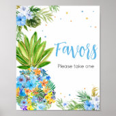 Blumenblauer Ananas Kinderduschfavoriten Poster (Vorne)