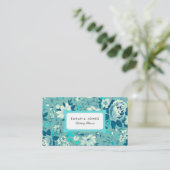 Blumenblauer Aquamariner Rose Visitenkarte Telefonnummerkarte (Stehend Vorderseite)
