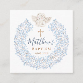 Blumenblauer Baby Angel Cross Taufe Begleitkarte