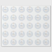 Blumenblauer Baby Angel Cross Taufe Geschenkpapier (Flach)