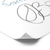 Blumenblauer Baby Boy Taufplakat Poster (Ecke)