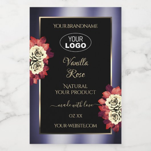 Blumenblauer Blauer Produktetikett Rose Logo Lebensmitteletikett (Einzelnes Label)