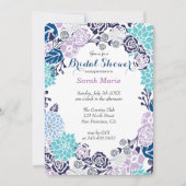 Blumenblauer Blume Wreath Party Einladung (Vorderseite)