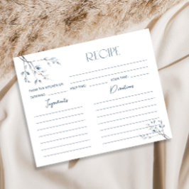 Blumenblauer botanischer Brautparty Rezeptkarte