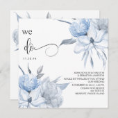 *~* Blumenblauer Bouquet AR15 QR UAWG WEDDING Einladung (Vorne/Hinten)