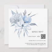*~* Blumenblauer Bouquet AR15 QR UAWG WEDDING Einladung (Rückseite)