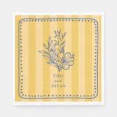 Blumenblauer Bouquet Stripe Wedding Serviette (Vorderseite)