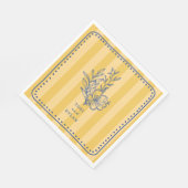 Blumenblauer Bouquet Stripe Wedding Serviette (Ecke)