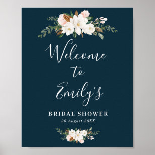 Blumenblauer Brautparty - Begrüßungszeichen Poster