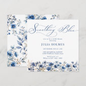 Blumenblauer Brautparty Einladung (Vorne/Hinten)