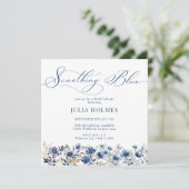 Blumenblauer Brautparty Einladung (Stehend Vorderseite)