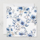 Blumenblauer Brautparty Einladung (Rückseite)