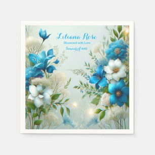 Blumenblauer Brautparty halten und halten Serviette