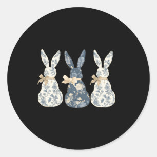 Blumenblauer Bunny Niedlich Happy Ostertag Coquett Runder Aufkleber