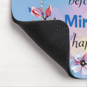 Blumenblauer Butterfly inspirierendes Zitat Mousepad (Ecke)