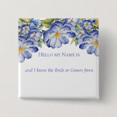 Blumenblauer Chinoiserie Brautparty Button (Vorderseite)
