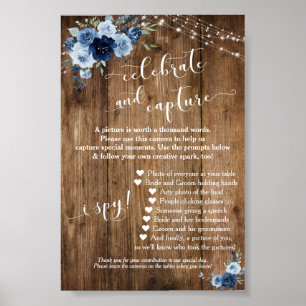 Blumenblauer Einweg-Camera Anleitung Signieren Poster