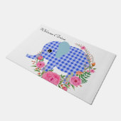 Blumenblauer Elefant Door Mat Fußmatte (Schrägansicht)