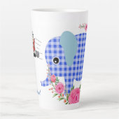 Blumenblauer Elefant Latte-Tasse Milchtasse (Vorderseite)