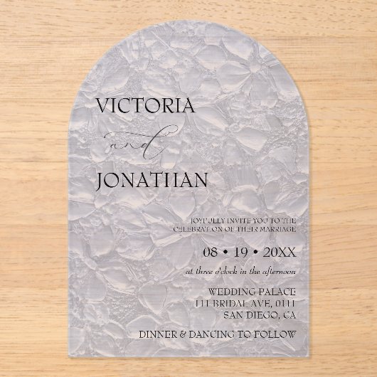 Blumenblauer Eleganter Hochzeitstag Acryleinladungen (Vorderseite)