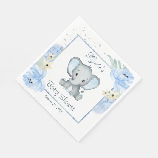 Blumenblauer ElephantBaby-Duschpapier Napkin Serviette (Ecke)