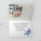 Blumenblauer Foto Godmutt Vorschlag Karte (Innenseite)