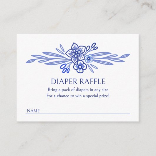 Blumenblauer Französischer Windelwascher Dusche Begleitkarte (Vorderseite)