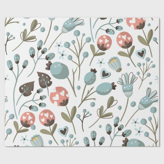 Blumenblauer Frühling Muster Hochzeit Geschenkpapier (Flach)