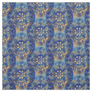Blumenblauer Gelber Zirkel Stoff