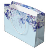 Blumenblauer Glitzer Hellblauer Happy Geburtstag G Große Geschenktüte (Rückseite Schrägansicht)