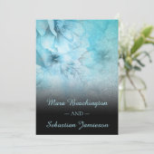 *~* Blumenblauer Glitzer Hochzeit mit Lila Wasserf Einladung (Stehend Vorderseite)