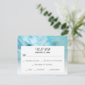 *~* Blumenblauer Glitzer Hochzeit mit Lila Wasserf RSVP Karte (Stehend Vorderseite)