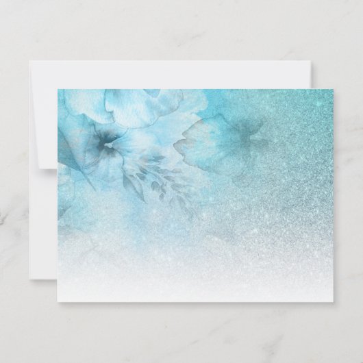 *~* Blumenblauer Glitzer Hochzeit mit Lila Wasserf RSVP Karte (Rückseite)