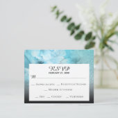 *~* Blumenblauer Glitzer Hochzeit mit Lila Wasserf RSVP Karte (Stehend Vorderseite)