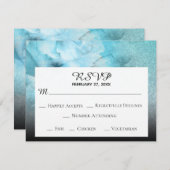 *~* Blumenblauer Glitzer Hochzeit mit Lila Wasserf RSVP Karte (Vorne/Hinten)