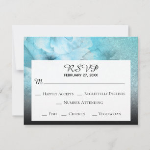 *~* Blumenblauer Glitzer Hochzeit mit Lila Wasserf RSVP Karte