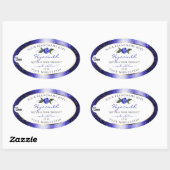 Blumenblauer Glitzer-Label-Logo Ovaler Aufkleber (Blatt)
