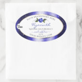 Blumenblauer Glitzer-Label-Logo Ovaler Aufkleber (Tasche)