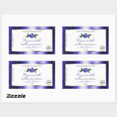 Blumenblauer Glitzer-Label-Logo Rechteckiger Aufkleber (Blatt)