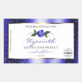 Blumenblauer Glitzer-Label-Logo Rechteckiger Aufkleber (Vorderseite)