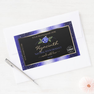 Blumenblauer Glitzer-Label-Stars für blaue Produkt Rechteckiger Aufkleber